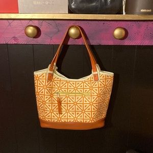 Spartina 449 Orange and Cream Geometric Tote